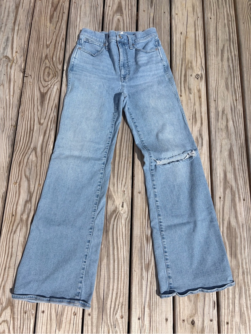 Madewell 11" High Rise Flare Jeans Light Wash Distressed‎ 20% Hemp Size 27 - Picture 2 of 14